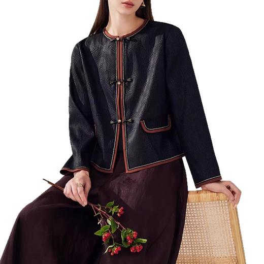 丁摩 真丝香云纱祥云提花缎外套女XZ18699 商品图5