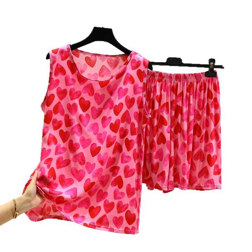 丁摩 绵绸短袖短裤套装女夏季宽松显瘦薄款家居睡衣两件套5ZF-2537 商品图4