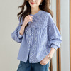 丁摩 波点圆领衬衫女长袖夏季宽松休闲上衣木耳边纯棉衬衣5ZF-52180 商品缩略图6