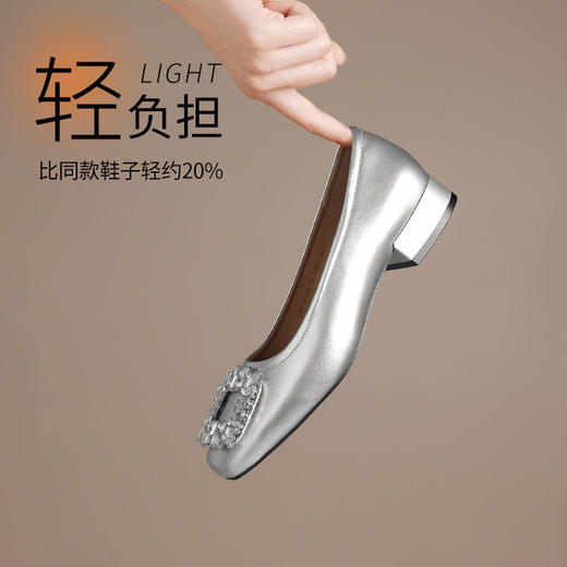 ZHR则则法式复古水钻方扣平底单鞋女2025新款百搭浅口一脚蹬女鞋 商品图3