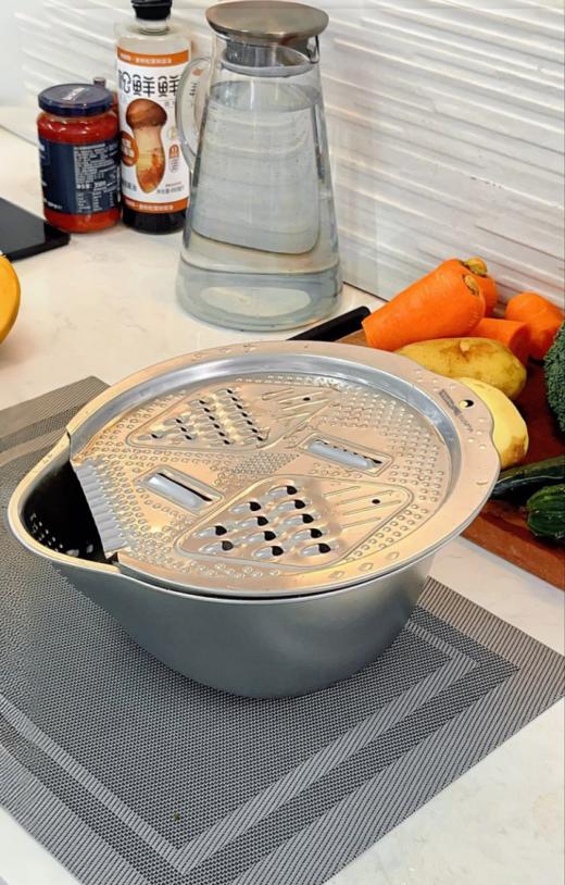 💖【品牌直发】德国易铂yispot淘米盆刨丝两件套，🔥洗菜/米+沥水+刨丝三合一，一套解决备菜所有难题！ 🤩秒变大厨，后悔没早点买！ 商品图5