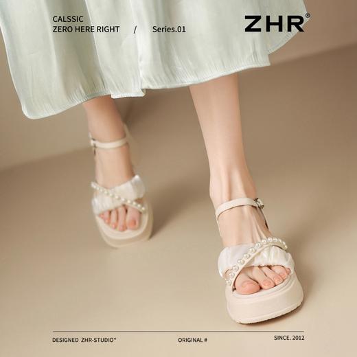 ZHR法式凉鞋女2025夏季新款增高6.5cm清凉防滑轻便珍珠高跟沙滩鞋 商品图3