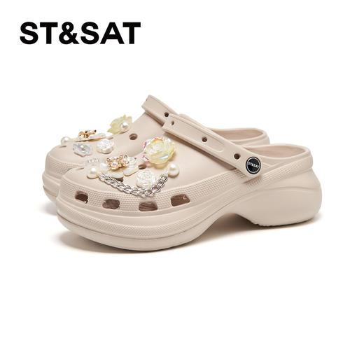 星期六幻彩珍珠花朵厚底洞洞鞋SSD2110F4H 商品图11