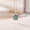 【领略春风】S925纯银蓝水翡翠蛋面镶边锆石超闪吊坠【CW-DZ06592】 商品缩略图1