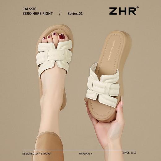 ZHR一字拖女2025新款夏季休闲百搭拖鞋女洋气ins厚底沙滩拖鞋外出 商品图5