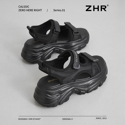 ZHR则则厚底运动凉鞋女2025夏季显高魔术贴沙滩鞋透气舒适凉鞋女 商品图9