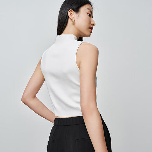 simplepieces春季款SPS毛织女高领修身短款无袖背心 商品图3