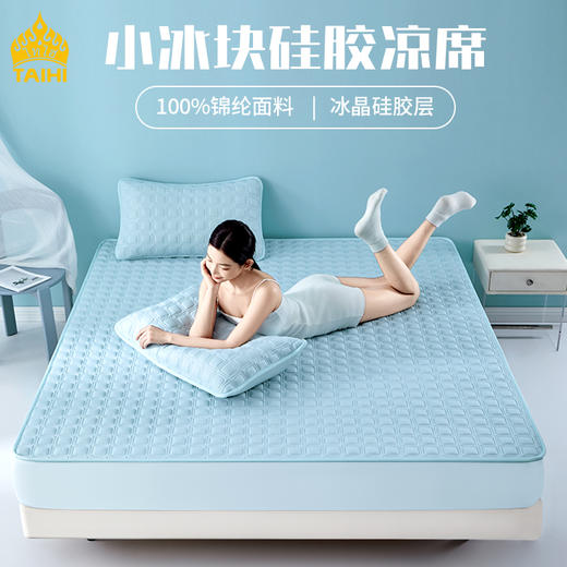 泰嗨硅胶冰丝凉席床笠三件套透气凉爽可机洗水洗 商品图0