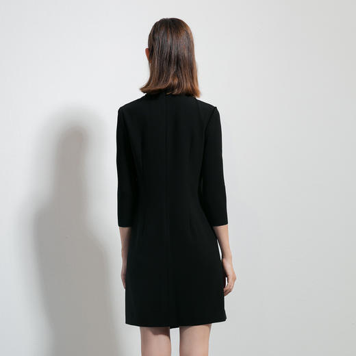L191Y0310091136   LAUREL  歌力思集团-Laurel黑色立领七分袖不对称中长款春装衬衫裙连衣裙 商品图2