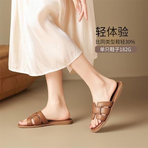 ZHR拖鞋女鞋2025新款夏季外穿平底一字拖女法式时尚罗马沙滩凉鞋 商品图4