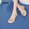 预售7天|Safiya/索菲娅2025仙女风闪钻蝴蝶一字带低跟两穿平底凉拖鞋 SFD2110410 商品缩略图1