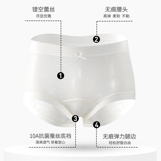 6条装【樱姿娜冰感绸花裤88020，六条装】聚乳酸蕾丝内裤，加长底档，轻薄透气 商品图5