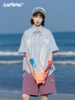 早乙女惠子saotome/STMCS252175/鲜花蕾丝贴布绣条纹短袖衬衫 商品缩略图3