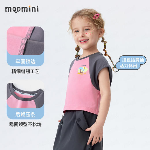 【5A抑菌】【90-140】【MQDmini】女童夏季短袖t恤中小童圆领短款印花上衣 商品图4