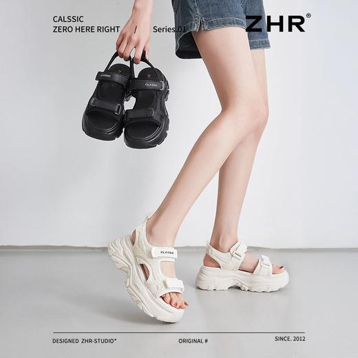 ZHR则则厚底运动凉鞋女2025夏季显高魔术贴沙滩鞋透气舒适凉鞋女 商品图6