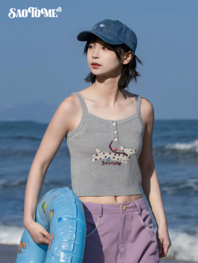 早乙女惠子saotome/STMBX252220/提花斑点腊肠小狗毛织吊带背心