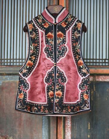盛唐牡丹| 双如意手绣对襟马甲 商品图0
