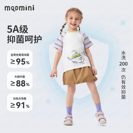 【5A抑菌+立体玩偶】【90-140】【MQDmini】女童夏季短袖t恤甜美圆领印花上衣 商品图9
