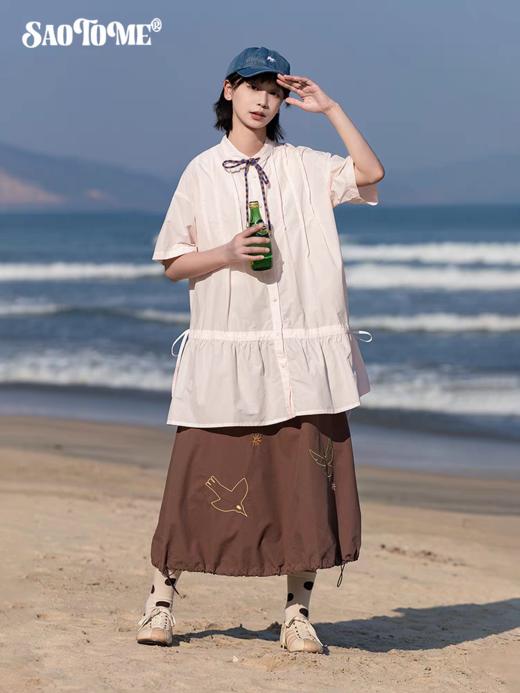 早乙女惠子saotome/STMQZ252232/衬衫式细褶A字连衣裙 商品图3