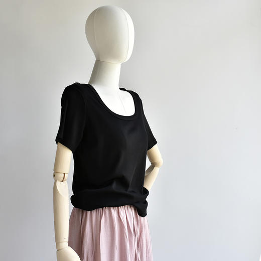 丁摩 夏新款女装U领方领白色宽松T恤短袖低领正肩上衣5ZF-B126 商品图5