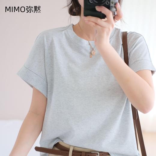 MIMO弥黙！麻感棉 T 恤，进口纤维麻感棉 T ，卷边设计慵懒随性 穿出松弛高级感，圆领显瘦一绝，机洗狂甩不变形 ，百搭不挑人 商品图8