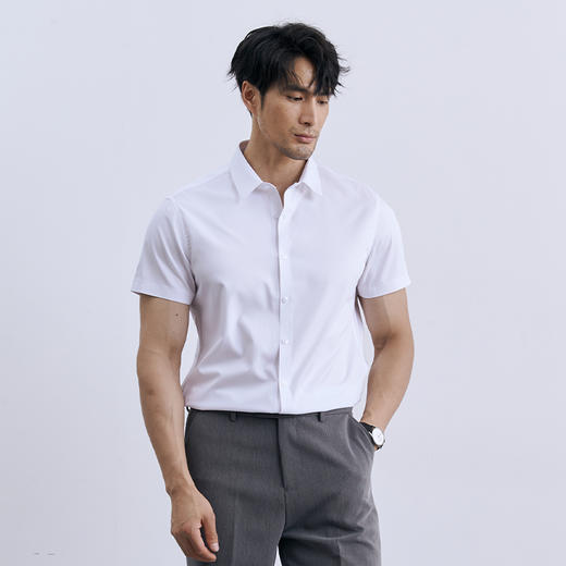 SIMU轻奢夏季免烫衬衫 短袖款商务衬衫，休闲防晒短衬 商品图0