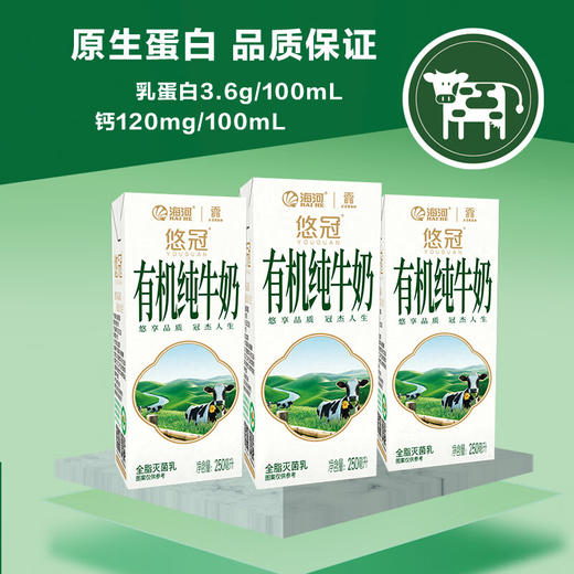 海河无菌砖悠冠有机纯牛奶250ml*12 商品图1