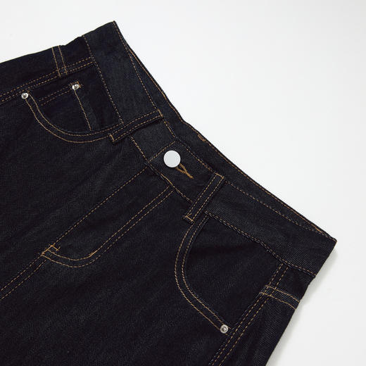 【限时秒杀】设计感车缝线复古深蓝牛仔裤女直筒裤V0050784 商品图5