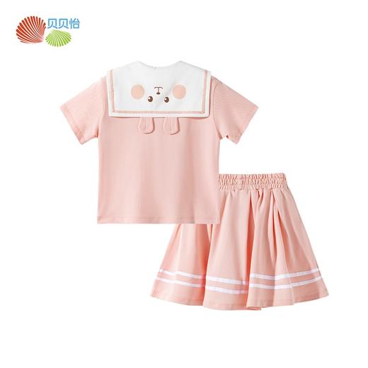 贝贝怡童装女童夏季套装短袖t恤学院风短裙夏装儿童Polo衫两件套ZB2ET070 商品图7