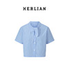 HERLIAN 2025夏季新品女士领口系带蝴蝶结设计短版格纹衬衫 商品缩略图4