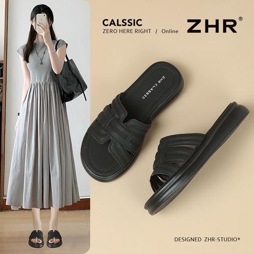ZHR一字拖女2025新款夏季休闲百搭拖鞋女洋气ins厚底沙滩拖鞋外出 商品图1