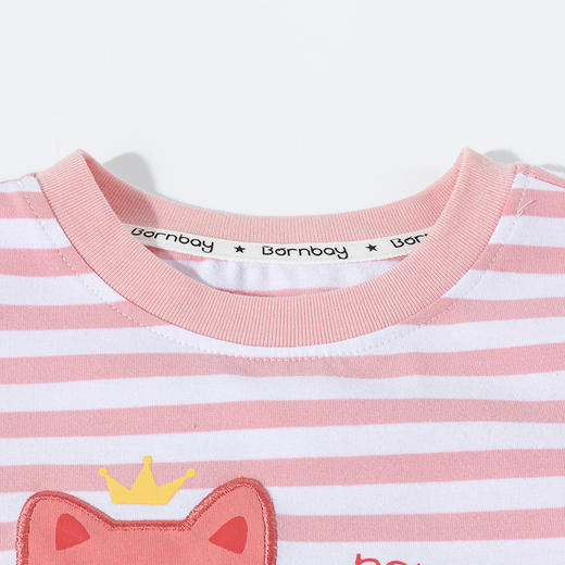 贝贝怡2025女童新款夏季凉感条纹短袖T恤花边脚口短裤轻薄透气休闲套装ZB2ET069 商品图5