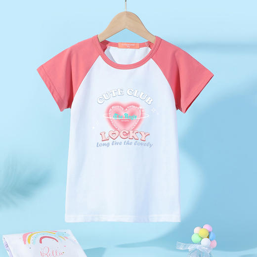 【100%棉】【110 120 160】【LAVI】女童夏季插肩袖短袖T恤 商品图2