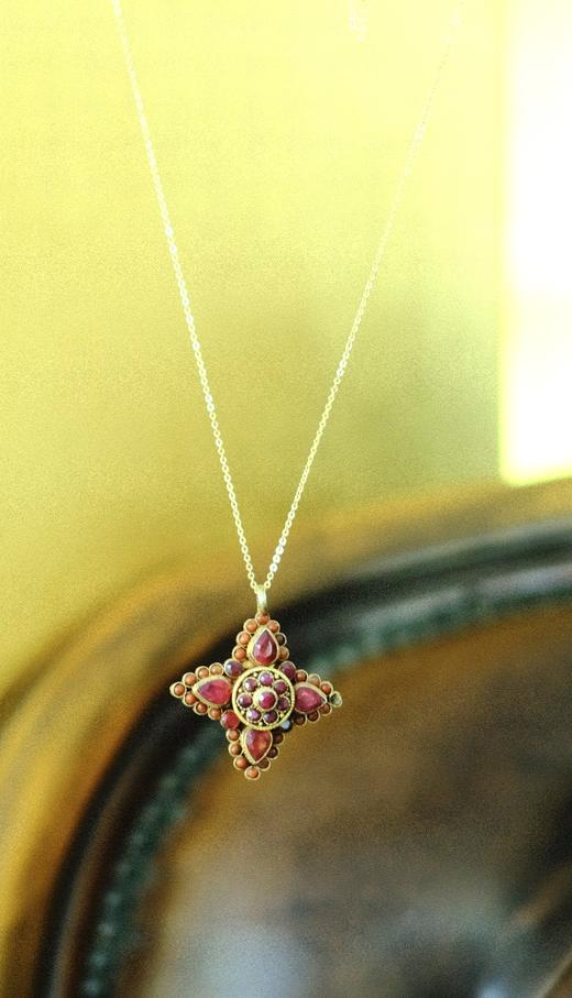 尼泊尔鎏金多宝珊瑚吊坠-红色 商品图0