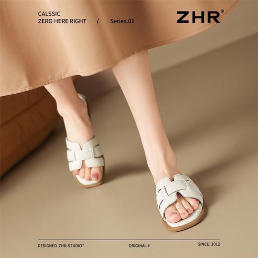 ZHR拖鞋女鞋2025新款夏季外穿平底一字拖女法式时尚罗马沙滩凉鞋 商品图9