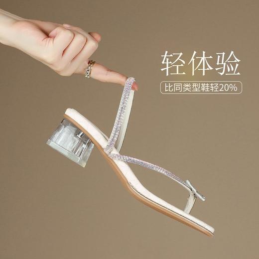 ZHR水钻拖鞋女2025新款夏季时尚夹趾拖鞋外穿洋气蝴蝶结粗跟女鞋 商品图4