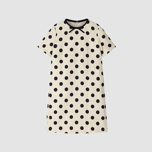 小禾女装！2025春夏新款斜纹亚麻及膝连衣裙淡人 波点复古简约长裙！ 商品图5