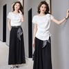 WZNHHBLJRA1157 2025年夏季时尚气质优雅配花不规则剪裁减龄阔腿裤两件套其他涤纶 商品缩略图1