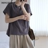 MIMO弥黙！麻感棉 T 恤，进口纤维麻感棉 T ，卷边设计慵懒随性 穿出松弛高级感，圆领显瘦一绝，机洗狂甩不变形 ，百搭不挑人 商品缩略图4
