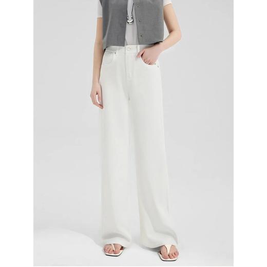 「自」全新升级【铂金会员165/天猫219/差价54】(35103)洛诗琳简约白色牛仔裤窄版阔腿裤2025夏季新款薄款直筒裤35103 商品图0