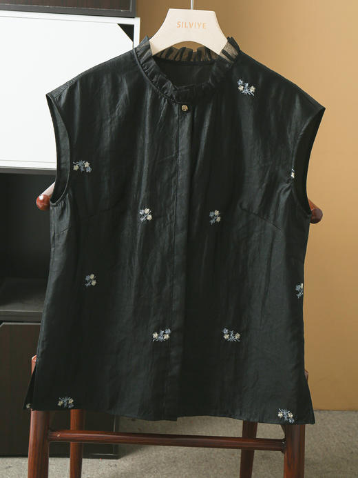 丁摩 真丝香云纱斜门襟国风上衣女SY52116 商品图5