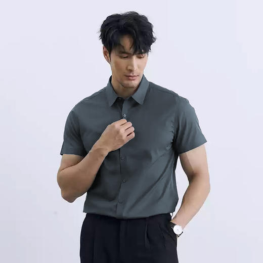SIMU轻奢夏季免烫衬衫 短袖款商务衬衫，休闲防晒短衬 商品图2