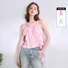 【伊甸园玫瑰】纯欲不规则荷叶边挂脖无袖衬衫女春夏衬衣V0750288 商品缩略图0