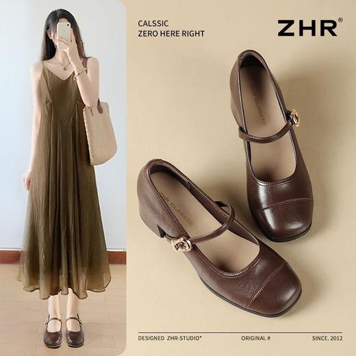 ZHR则则法式一字扣玛丽珍鞋女2025新款方头浅口单鞋软底凉鞋女鞋 商品图2