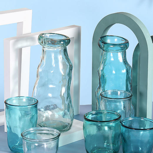 【西班牙进口不规则玻璃杯】不规则玻璃杯 淡蓝 250ml环保健康欧盟高标准认证 商品图3