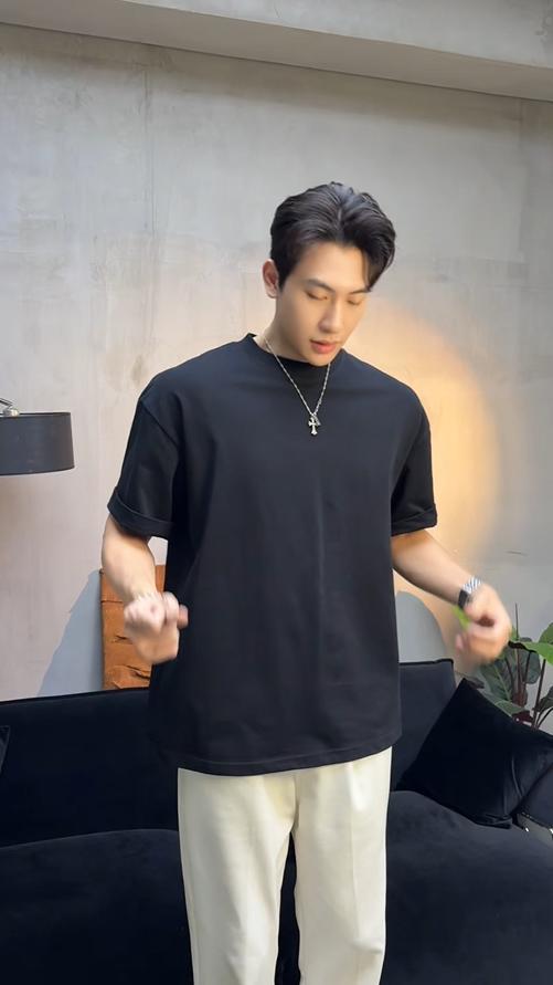 8901夏季高级感新款韩版简约拼接印花圆领短袖T恤休闲百搭宽松 商品图0