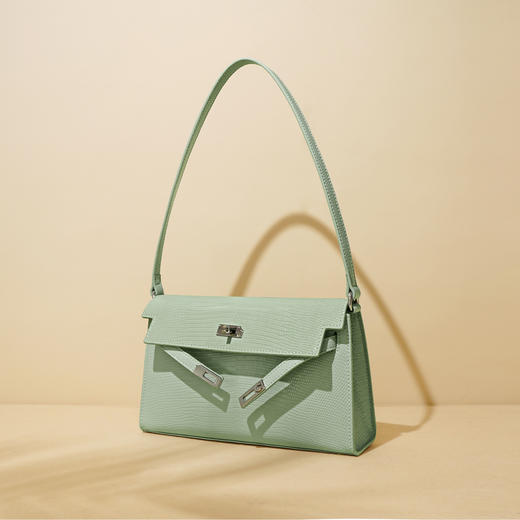 【预售3天】腋下凯莉包蜥蜴纹女包2025新款欧美时尚高级感单肩斜挎法棍包F9667B 商品图0