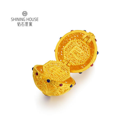【纳吉藏福系列】钻石世家 古法黄金花丝和合生肖珐琅吊坠 足金黄金吊坠 生肖蛇猴【黄金产品不支持无理由退换货】预计3-5天发货 商品图1