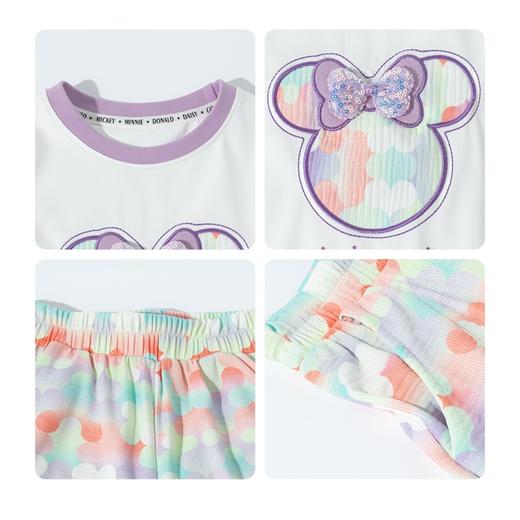 迪士尼米妮凉感短袖防蚊裤套装夏季女童凉感T恤时尚条纹运动休闲裤短袖套装ZD2ET044 商品图3