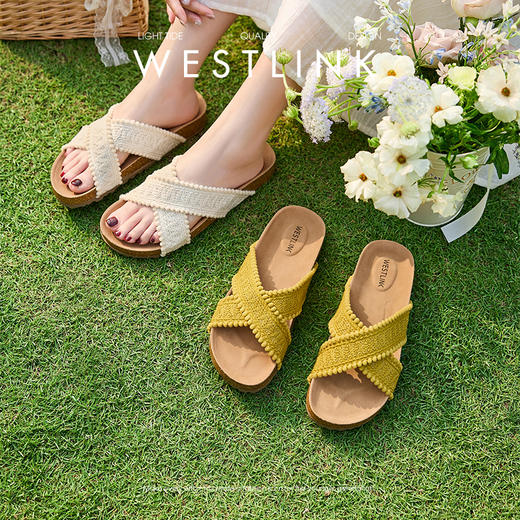 西遇厚底凉拖鞋女夏季外穿新款波西米亚复古勃肯软木一字拖鞋K1156753 商品图0